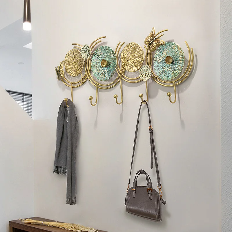 Luxury interior home golden decoration metal art decor iron decorative hangers for clothes keys bags hats hanging rack wall hook