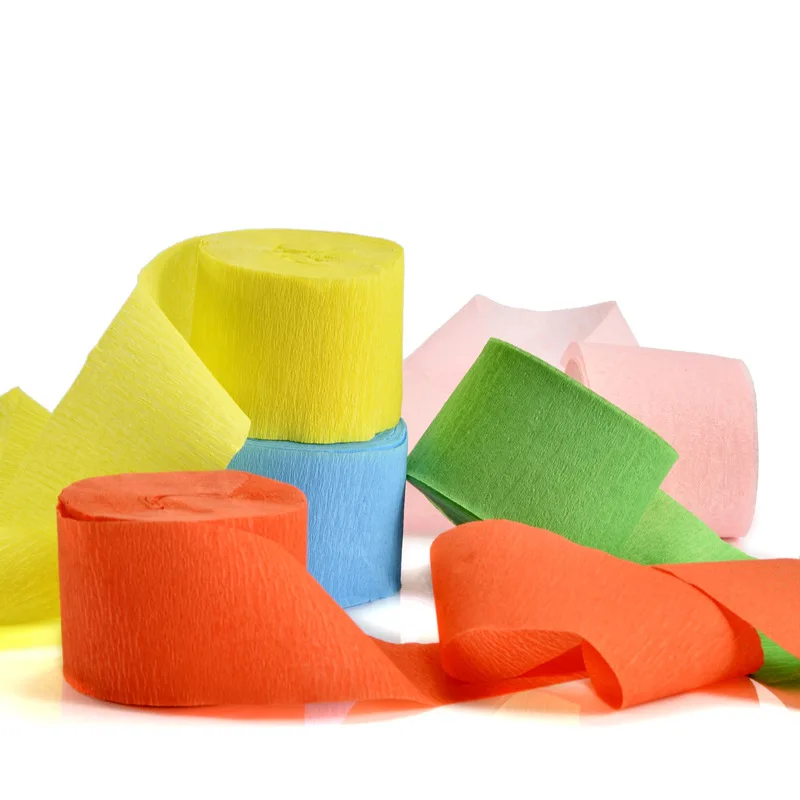 Birthday Party Family Gathering Graduation Ceremony Decorations Crepe Paper Rolls Wood Pulp Colored Tissue Paper Offset Printing