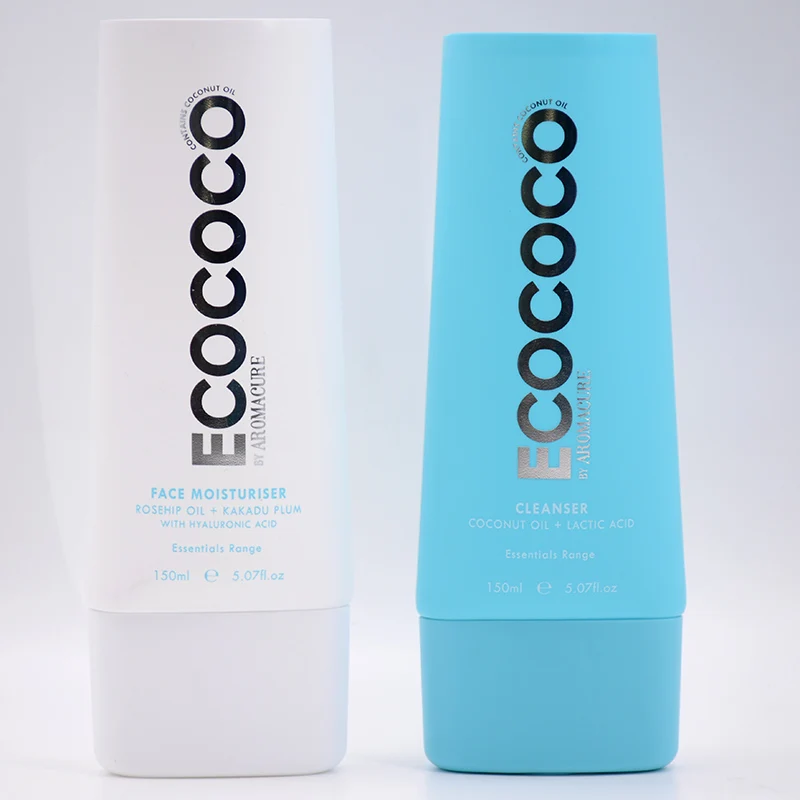 Customized color 150ml coconut oil and lactic acid facial cleanser super oval plastic tube oval tube with disc top cap