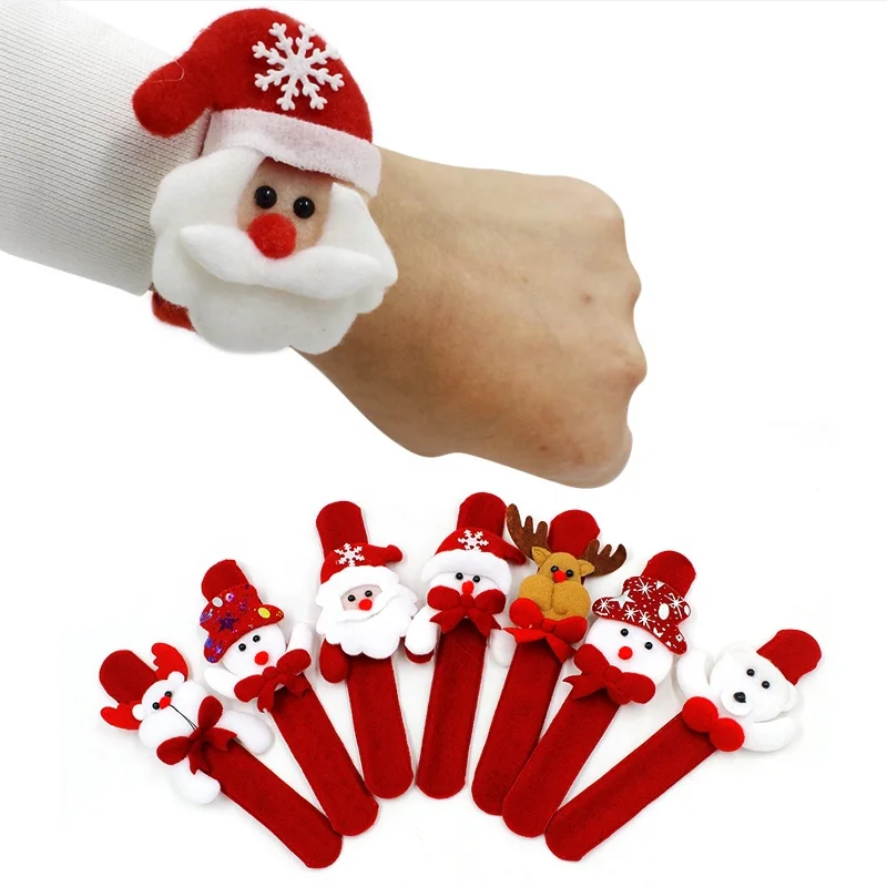 
LED Christmas Toys Hand Ring Santa Snowman Luminous Hand Circle Christmas Children Gift Hand Slap Clap Bracelet Toy 