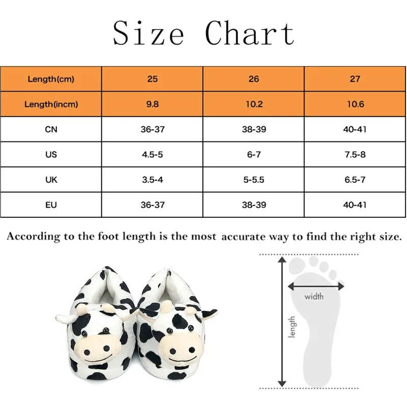 Customized Home Slippers In Different Sizes Cow Slipper Plush Women