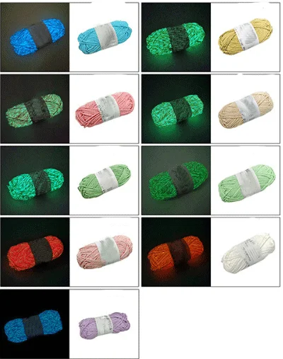 Luminous Crochet Yarn 1mm Luminous Wool Ball Fancy Yarn in the Dark