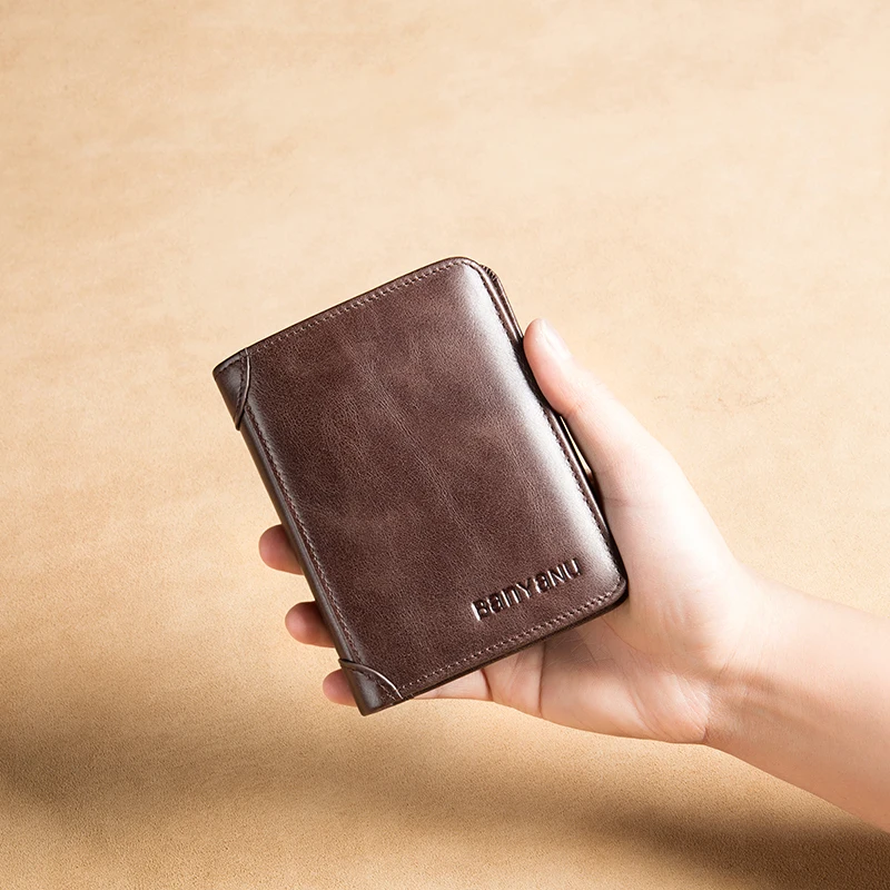  Тонкий кошелек RFID с зажимом для кредитных карт минималистичный мужской из натуральной кожи
