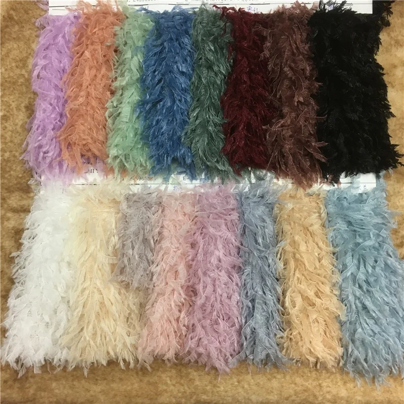 High Quality Multicolor Polyester Long Pile Knitted Faux Birds Feather Fur Fabric