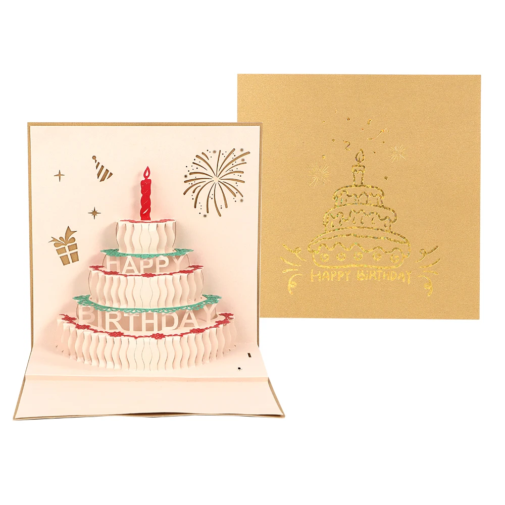 Recording light cake 3D greeting cards can be recorded as birthday gifts for her, him, girlfriend, and boyfriend
