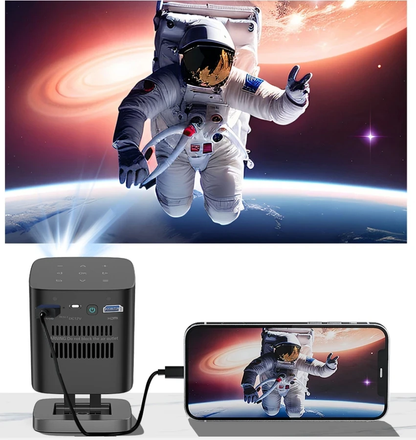 C1000 4K DLP Projector Android 9 Smart TV 3D Home Theater Projector For Camping Portable Projector