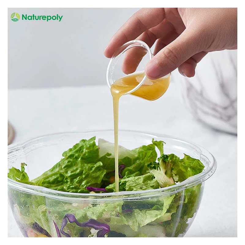 Food Safe Grade Condiment 2oz Sauce Cup fot Salad Dressing Charcuterie Sancks and Samples PLA Portion Cup with Lids