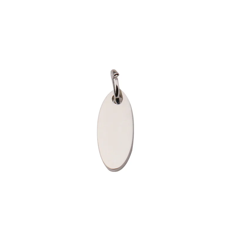 High Polished Stainless Steel Oval Blank Brand Metal Label Charm Tag For DIY Handmade Jewelry Accessories