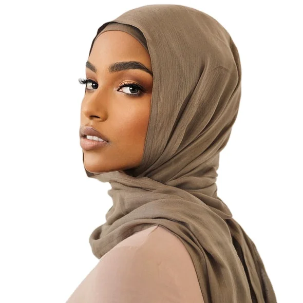 Latest Fashion High Quality Double Stitches Trim Viscose Rayon Hijab luxury Scarf Popular In European & US & Australia Markets