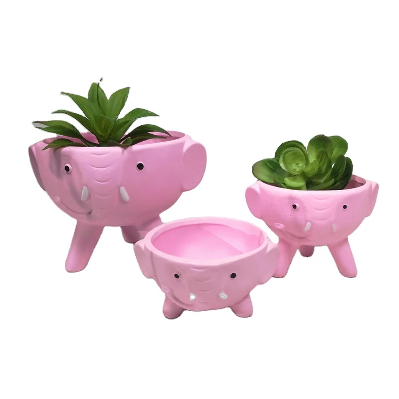 Милые горшки в форме розового слона для горшка, керамическая ваза, садовый домашний декор, горшок для суккулентов