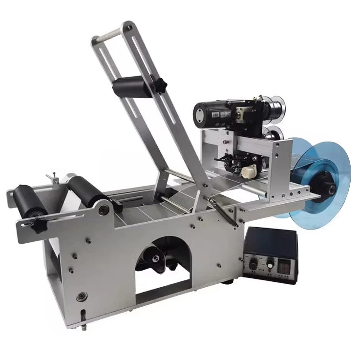 Electric Semi Automatic Applicator Sticker Glass Ampoule Vial Plastic Round Bottle Labeling Machine