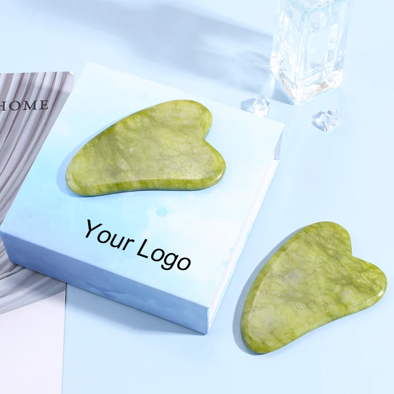 Best Selling Wholesale Gua Sha Green Jade GuaSha Stone Anti-aging  Face Lifting Massage
