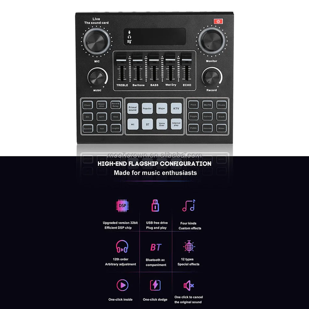 V9 аудио интерфейс dj звуковая карта usb студия запись Внешнее подключение телефон и Компьютер караоке прямая трансляция звуковые