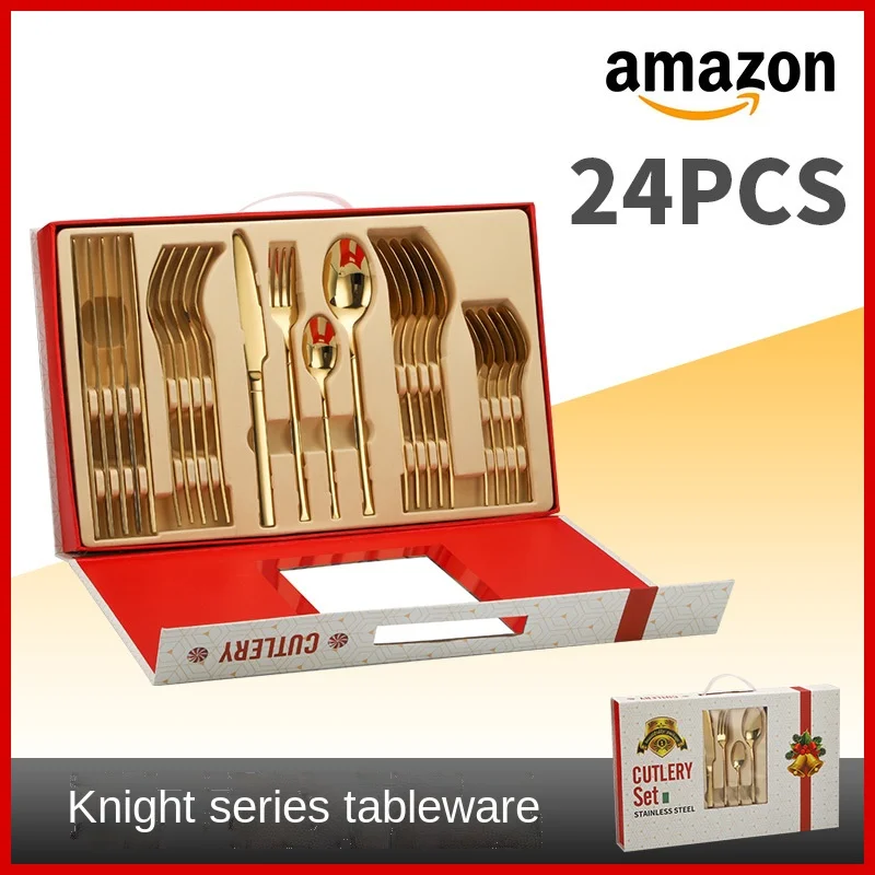 Piece Nordic Set Pcs Rose Gold 304 Tableware Christmas Color Laguiole 24 Cutlery