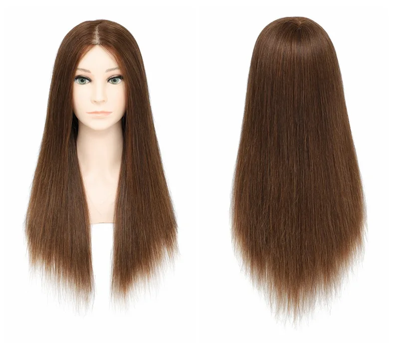 Brown Female Mannequin Head with 18 inch to 22 inch Human Hair Virgin Hair China Training Head for Hair Cut