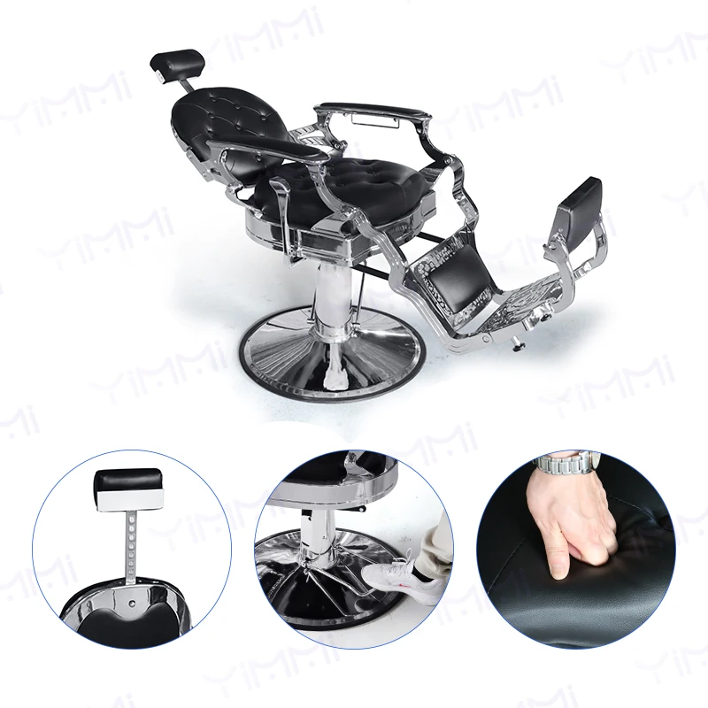 Yimmi Vintage Hair Salon Chair Reclining Barbershop Chair Beauty Salon Furniture Black Barber Chair