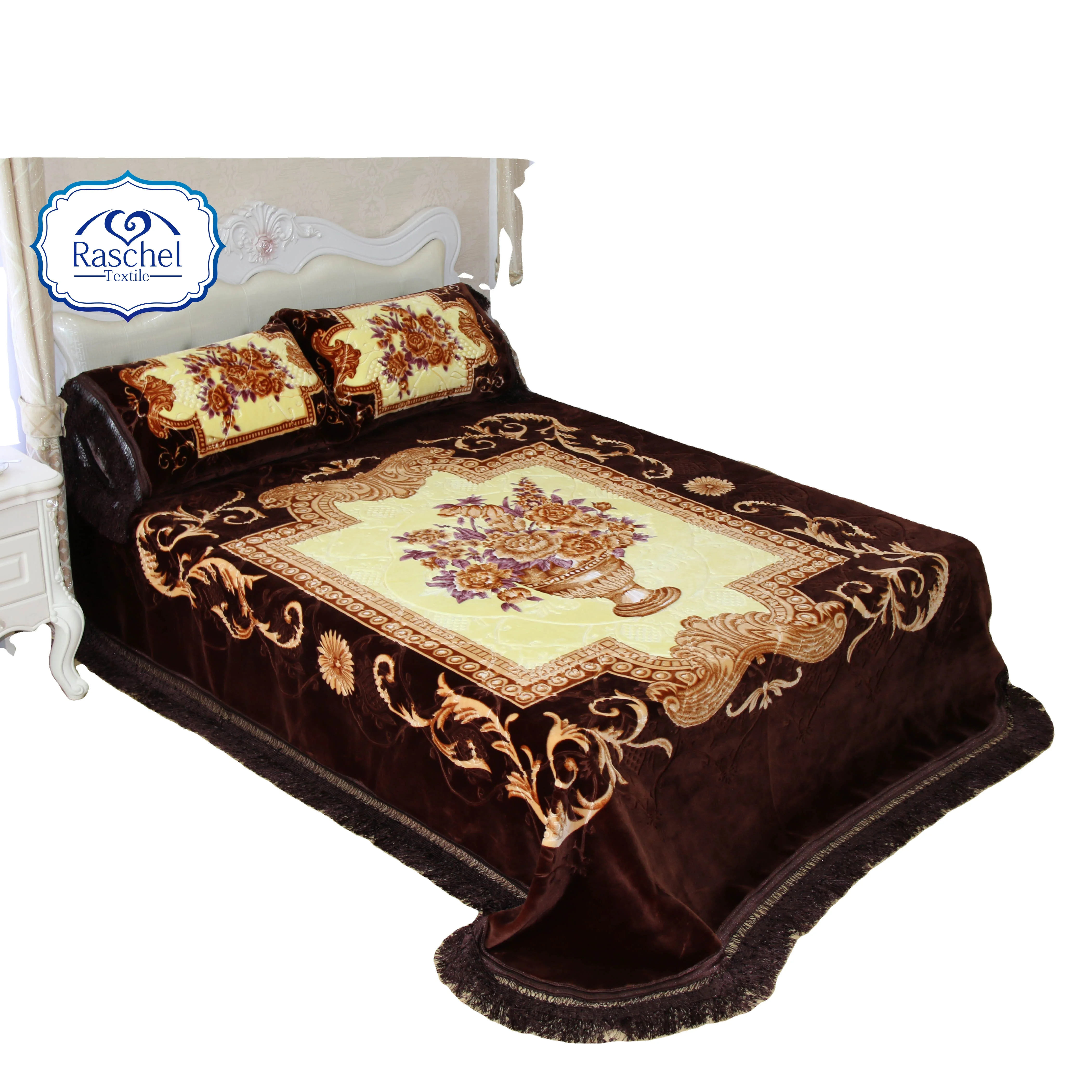 100%polyester 2ply 1side embossed 10 KG blanket super soft Raschel polyester blanket