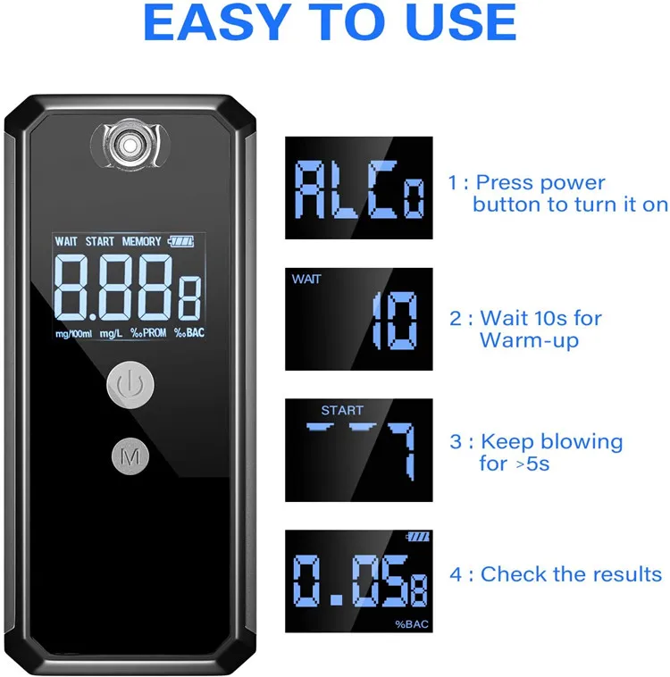 High Accurate OEM ODM Portable Electro-chemical Sensor Alcohol Detector Fuel Cell Sensor Breath Alcohol Tester Breathalyzer