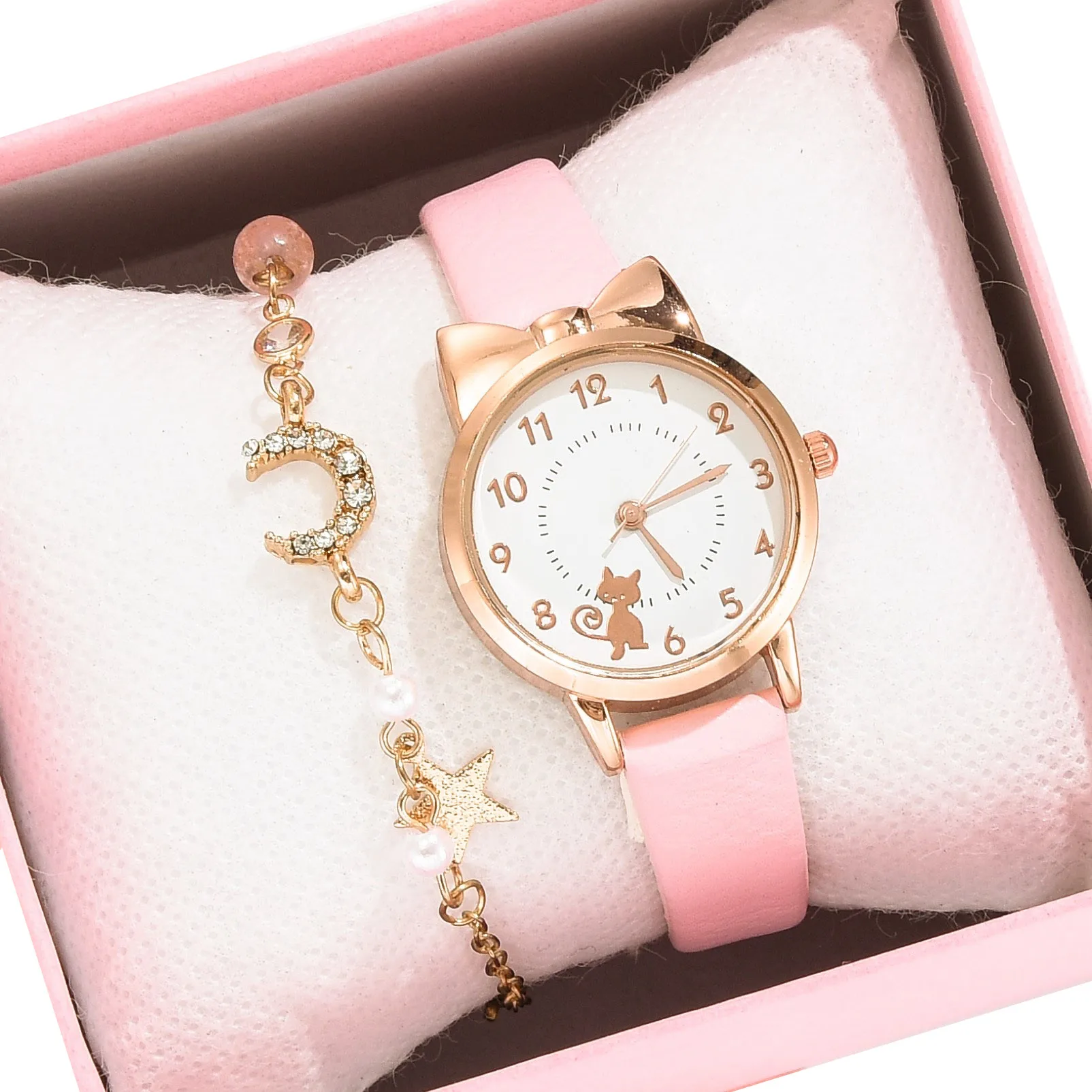 Fashion Women Watch  Leather Band Cat Style Quartz Wristwatch Ladies Exquisite Watches