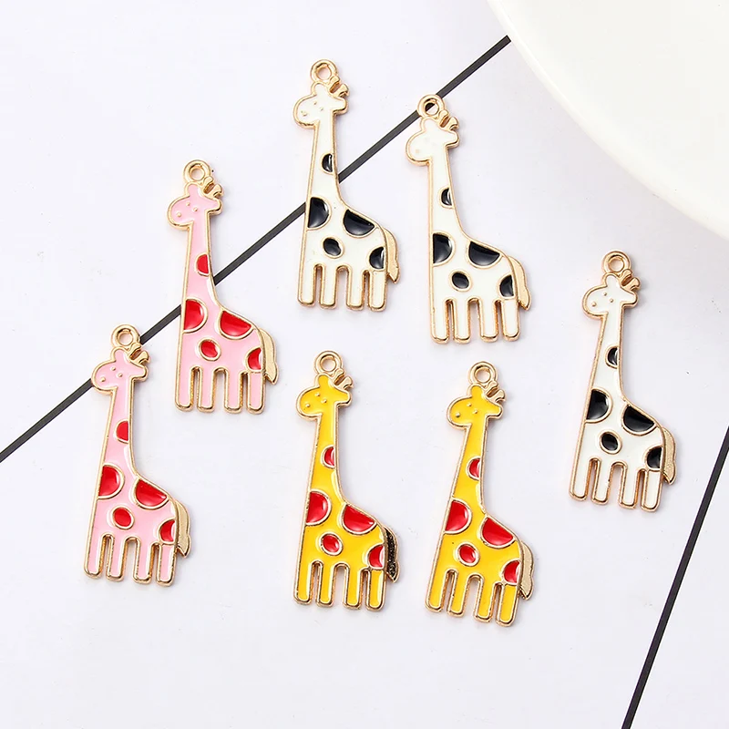 New Giraffe Alpaca Enamel Charms With Pearl Alloy Oil drop fit Necklace bracelet DIY Fashion Jewelry Accessory