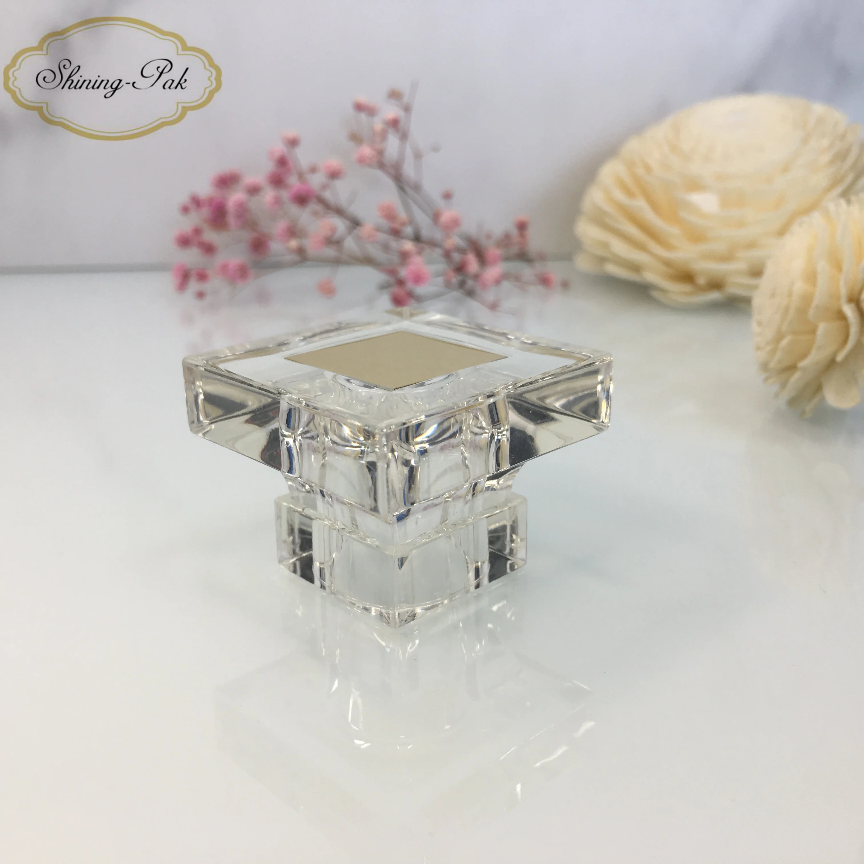 IN STOCK Custom Logo Luxury Square Transparent Perfume Lids Zamac Perfume Bottle Caps