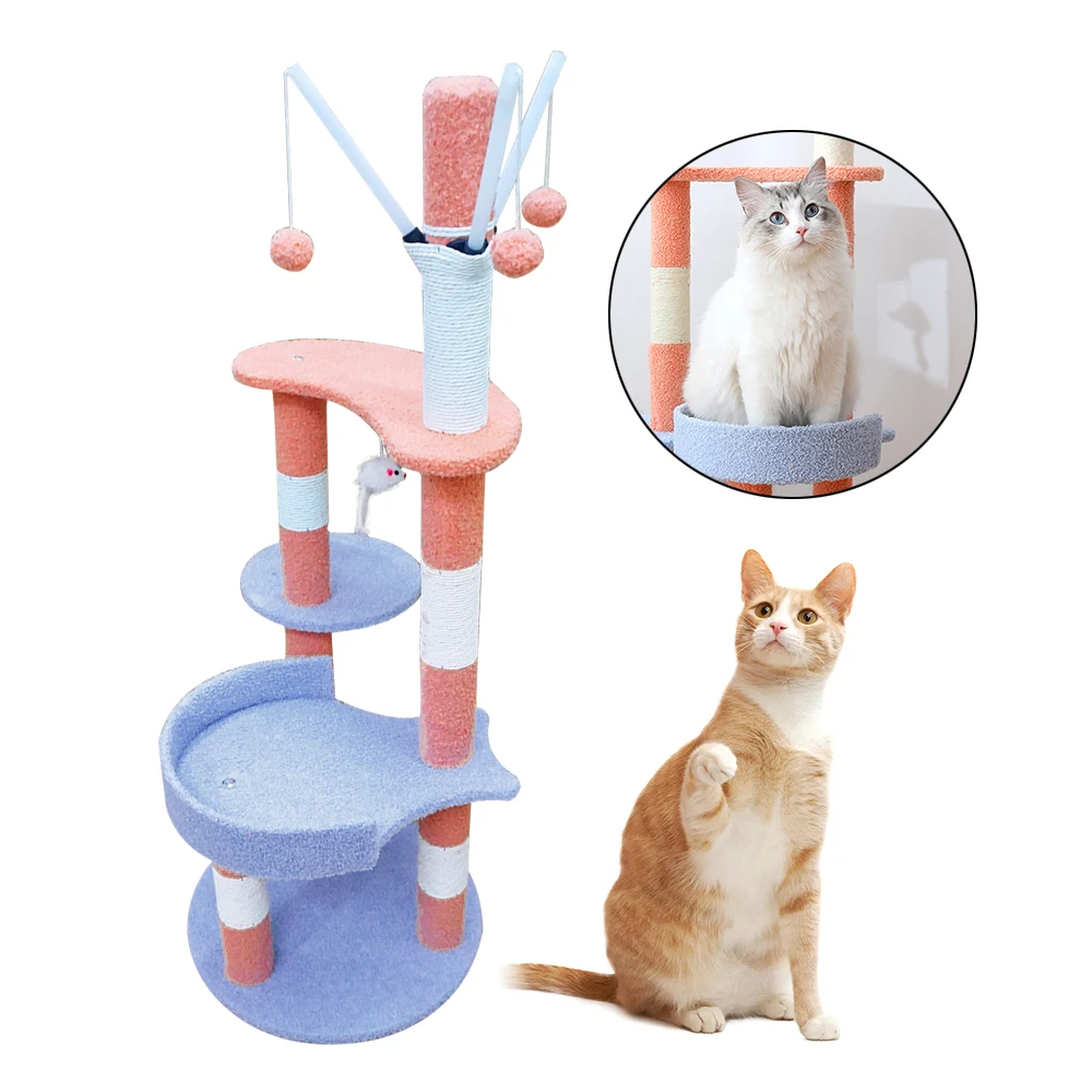 Cat Tree Tower for Indoor Cats with Sisal Scratching Posts and 3 Platform
