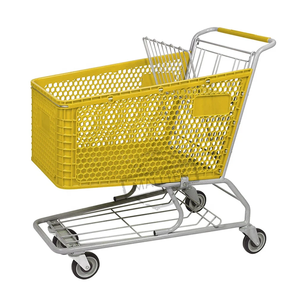 Cheaper Price Plastic Supermarket Shopping Trolley Cart Plastic Basket With Baby Seat