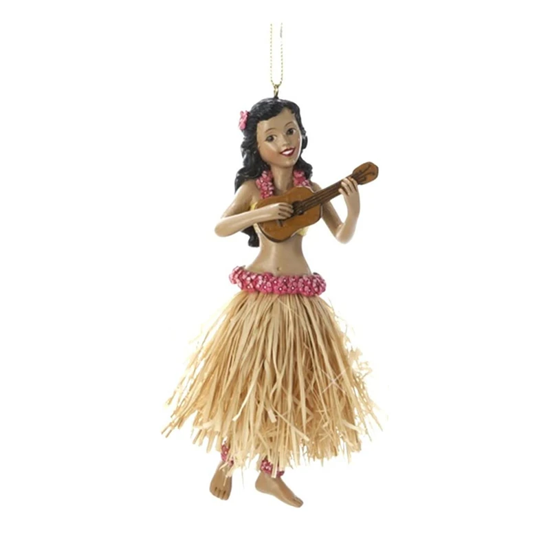 Resin bobble head Hawaiian Hula Girl dashboard doll Christmas decorations ukulele dancer Girl