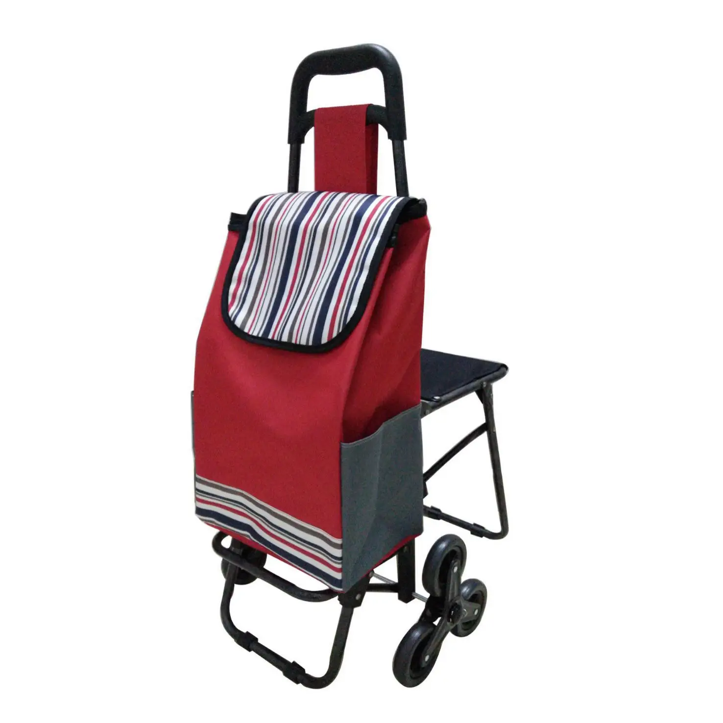Shopping Trolley With 6 wheels With Chair Small Load Weight Newest Steel Tube Design Customized Pattern Cheap Aluminum Light