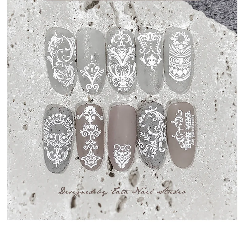 Japan Style tomoni nail sticker embossment Nail Art White Bohemia nail sticker