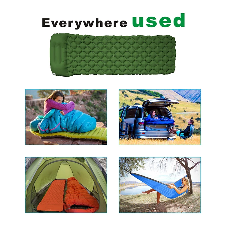 Hithorhike Camping Mat Sleeping Mat Inflatable Mattress Sleeping Pad with attached pillow