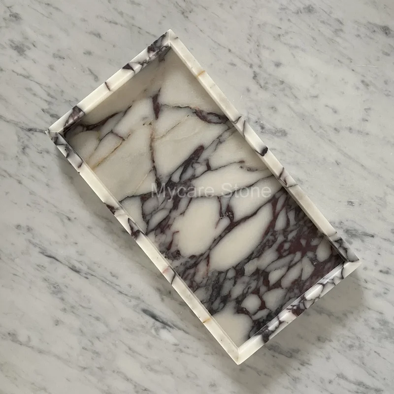Luxury Marble calacatta viola catchall tray bathroom storage marble jewelry tray