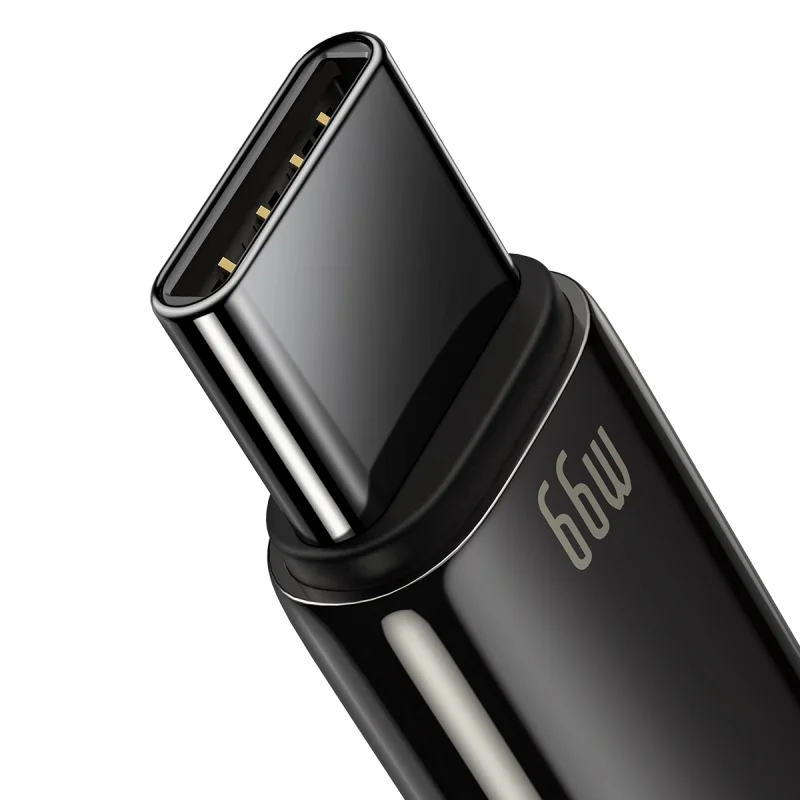  Вольфрамовый золотистый кабель Baseus для быстрой зарядки USB Type-C 66 Вт 1 м черный передачи