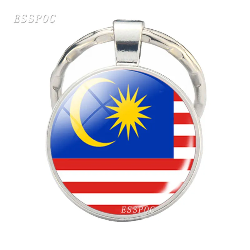  Брелок с флагом Юго-Восточной Азии Бруней Мьянма Камбоджа Сингапур Таиланд Вьетнам Малайзия Лаос стеклянный купол брелок