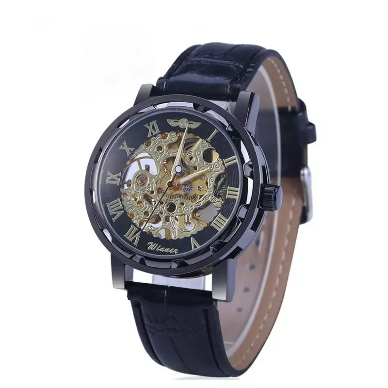 Fashion design transparent men winner automatic movement wrist mechanical watch