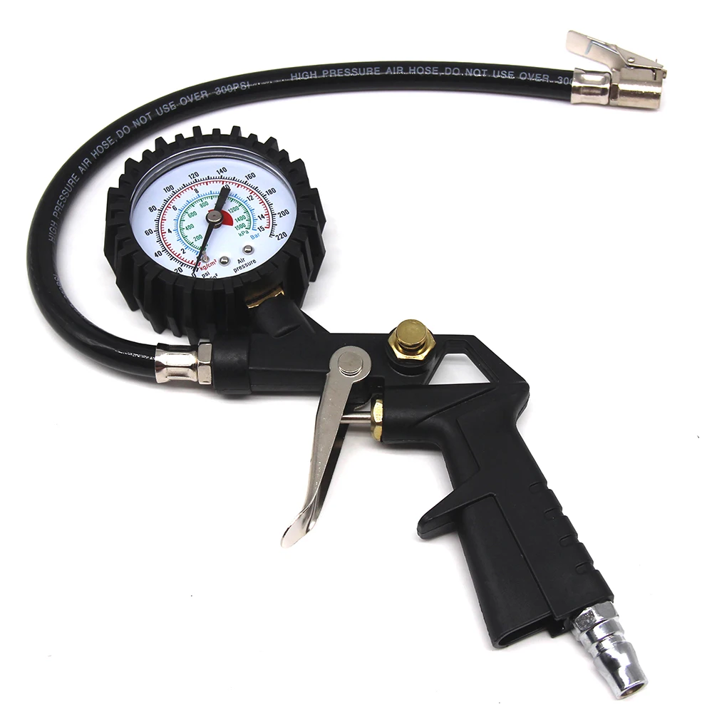 
Plastic Steel Gun body 3 in 1 Tyre Tire inflator with Mechanical Pressure Gauge 
