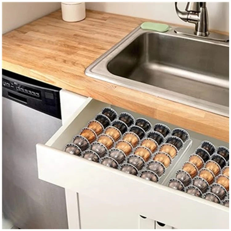 Coffee Capsule Storage Tray, Drawer Insert Organizer Holds 30 Pods Compatible with Vertuo Vertuoline Capsules Drawer of Kitchen