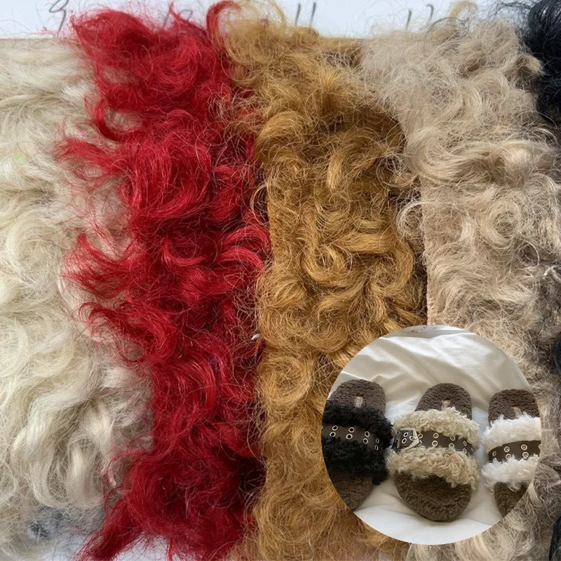 Популярная Оптовая продажа игрушек одежда плюшевые туфли-подушки из мягкого 100 полиэстера плюшевый флис вьющийся мех ткань для дивана