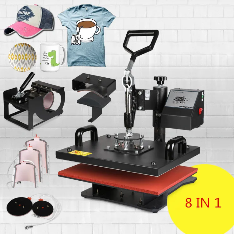 Factory direct sale good price 8 in 1 small 3d t-shirt mug heat press machine for office or factory