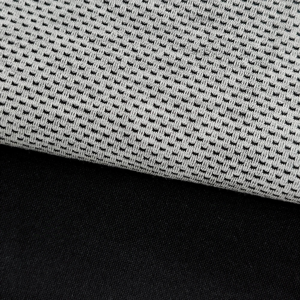 Factory Wholesale Two-Tone 320gsm 80% Polyester 15% Rayon 5% Spandex Butterfly Mesh Jacquard Scuba Fabric For Sportswear