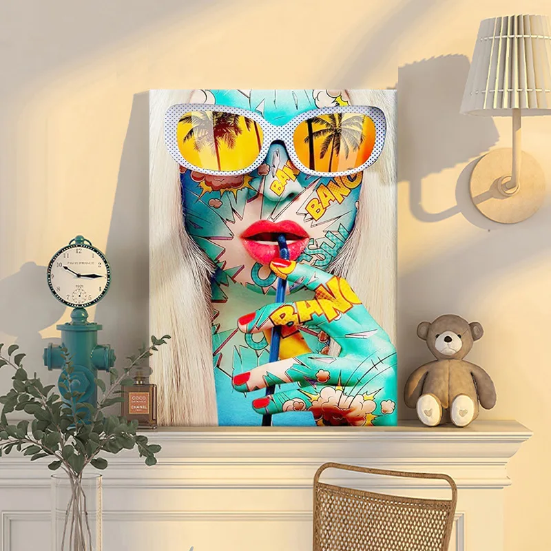Home Decor Graffiti American African Women People Tribal Print Photo Canvas Abstract Oil Paintings and Wall Arts Street Pop Art