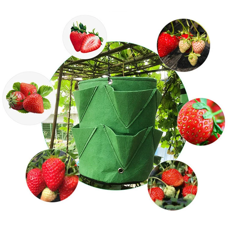 FACTORY wholesale custom 5 / 7 / 10 Gallon breathable thicken heavy duty strawberry plants with handle for  tree  vegetable