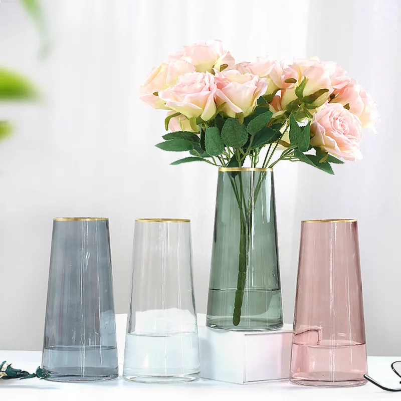 Design Flower Vase Glass Home Decor Modern Large Cylinder Glass Flower Vase Clear Glass Vase For Flowers