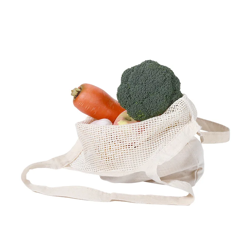 Custom Eco Friendly Recyclable 100% Cotton Shopping Tote Net Mesh Bags for Foods  Vegetable Cotton  Fruit Bag