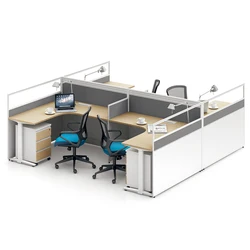 Modern open saving space cubic 4 people office partition corner workstation