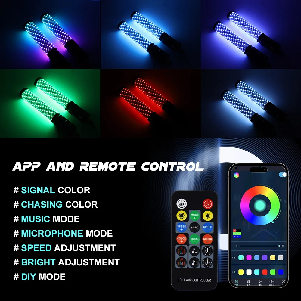 1FT RGB LED Whip Lights w/Flag Pole Remote Control Spiral RGB Chase Light for UTV, ATV, Off-Road, Truck, RZR, Can-am