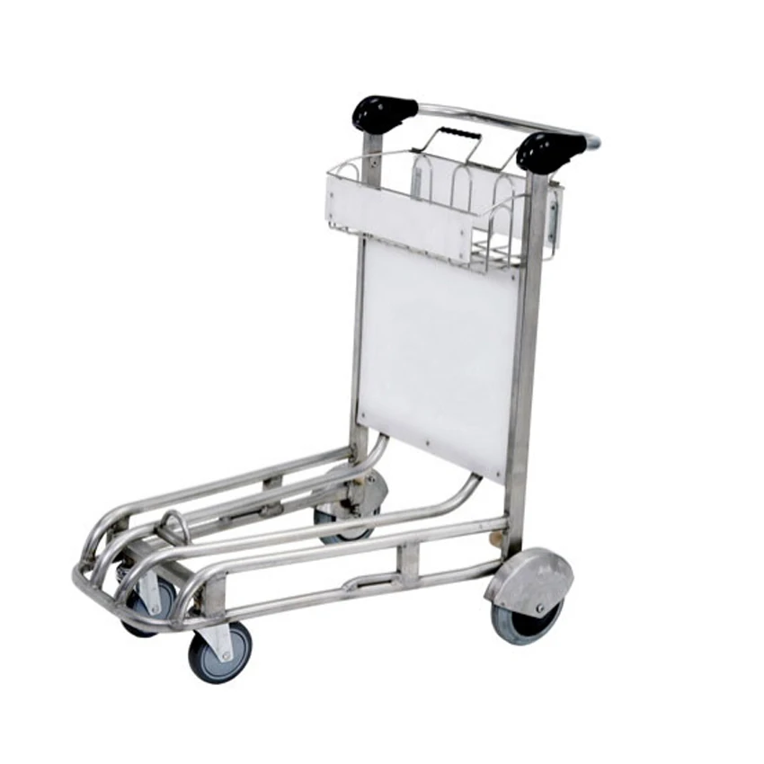 Easy Moving High Quality 3 Wheels Stainless Steel Airport Hand Cart Trolley Luggage Trolley Cart