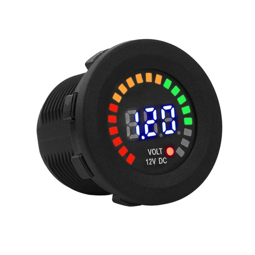 Universal Socket Digital Display Voltmeter Waterproof Voltage Meter Gauge LED for DC 12V-24V Car Motorcycle Marine Auto Truck