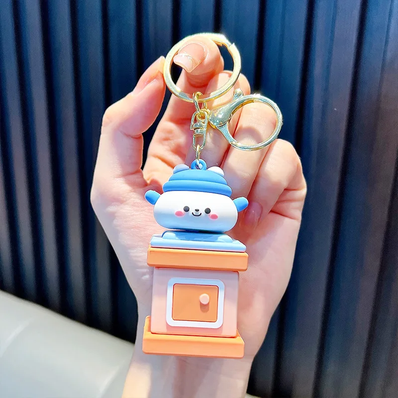 Creative retractable snowman keytag puppy drawstring backpack pendant car keyfob doll machine small gift wholesale keyholder