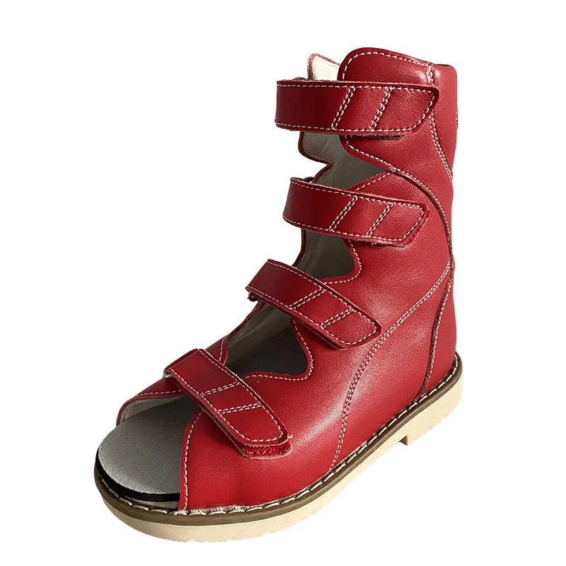 Medical red leather orthopedic hard sole shoes for kids orthopedic shoes baby toddler flat orthopedic cushion shoes for clubfoot